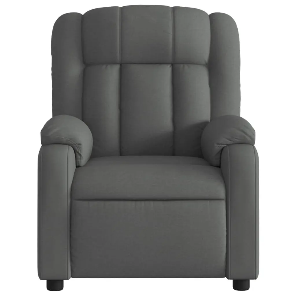 Recliner Armchair Manual Reclining Function Grey Fabric Padded Seat Backrest