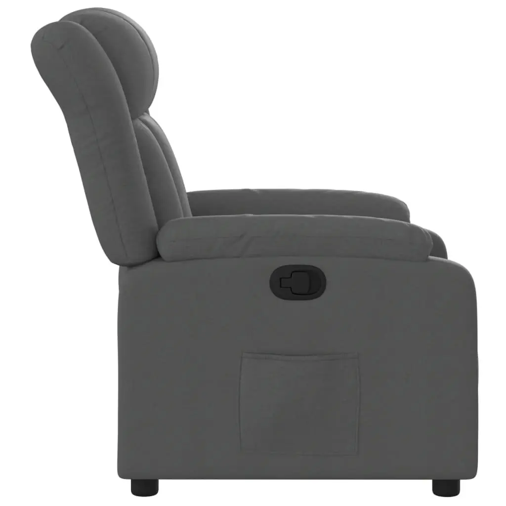 Recliner Armchair Manual Reclining Function Grey Fabric Padded Seat Backrest