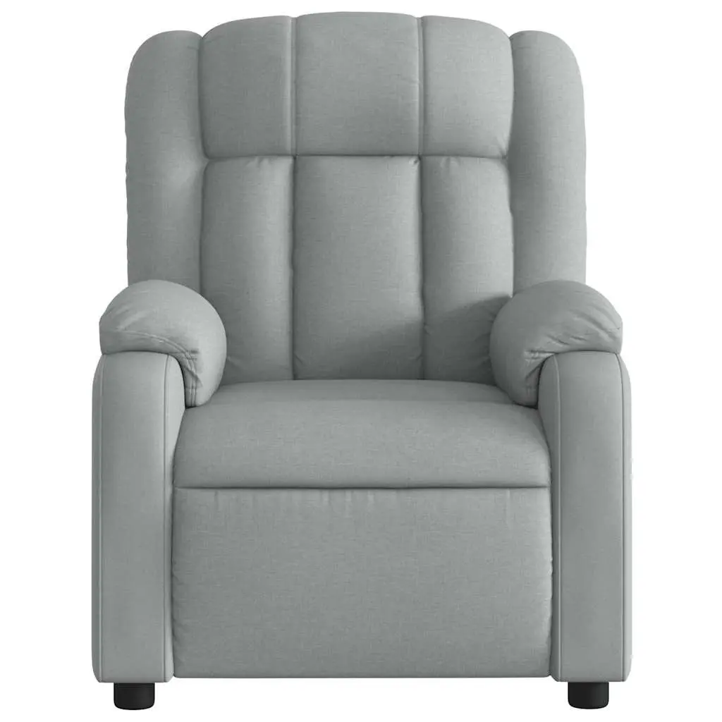 Massage Recliner Chair Light Grey Fabric Manual Recline Vibration 135 Degrees