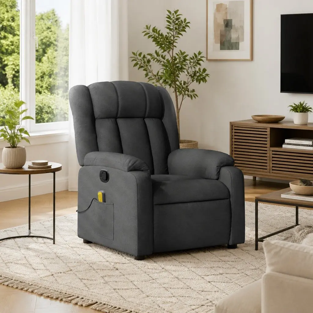 Grey Fabric Massage Recliner Chair