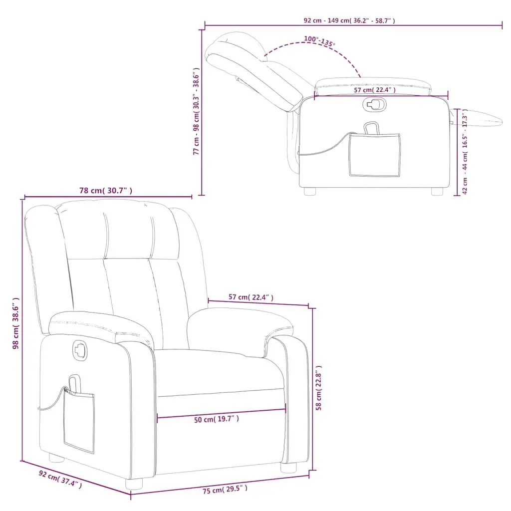 Grey Fabric Massage Recliner Chair