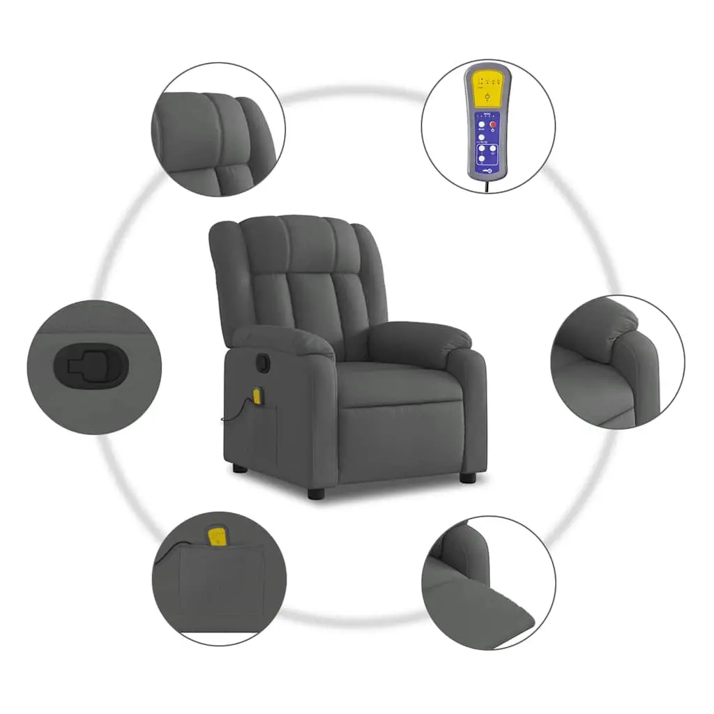 Grey Fabric Massage Recliner Chair