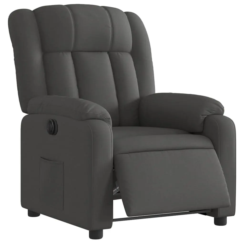 Electric Recliner Chair Dark Grey Fabric Padded Seat 135 Degrees