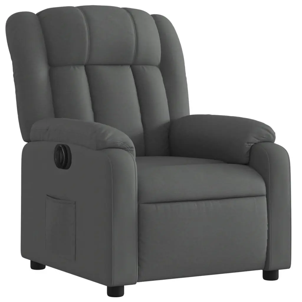 Electric Recliner Chair Dark Grey Fabric Padded Seat 135 Degrees