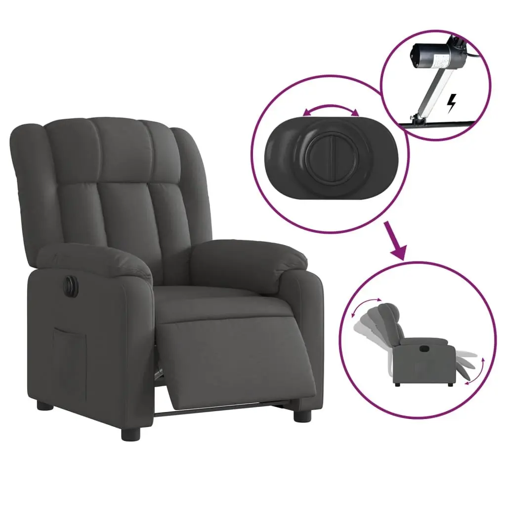 Electric Recliner Chair Dark Grey Fabric Padded Seat 135 Degrees