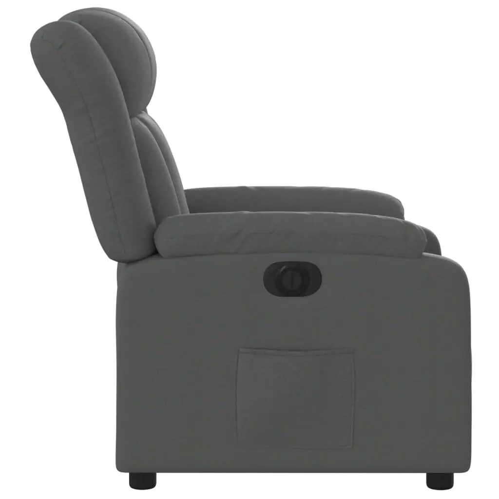 Electric Recliner Chair Dark Grey Fabric Padded Seat 135 Degrees