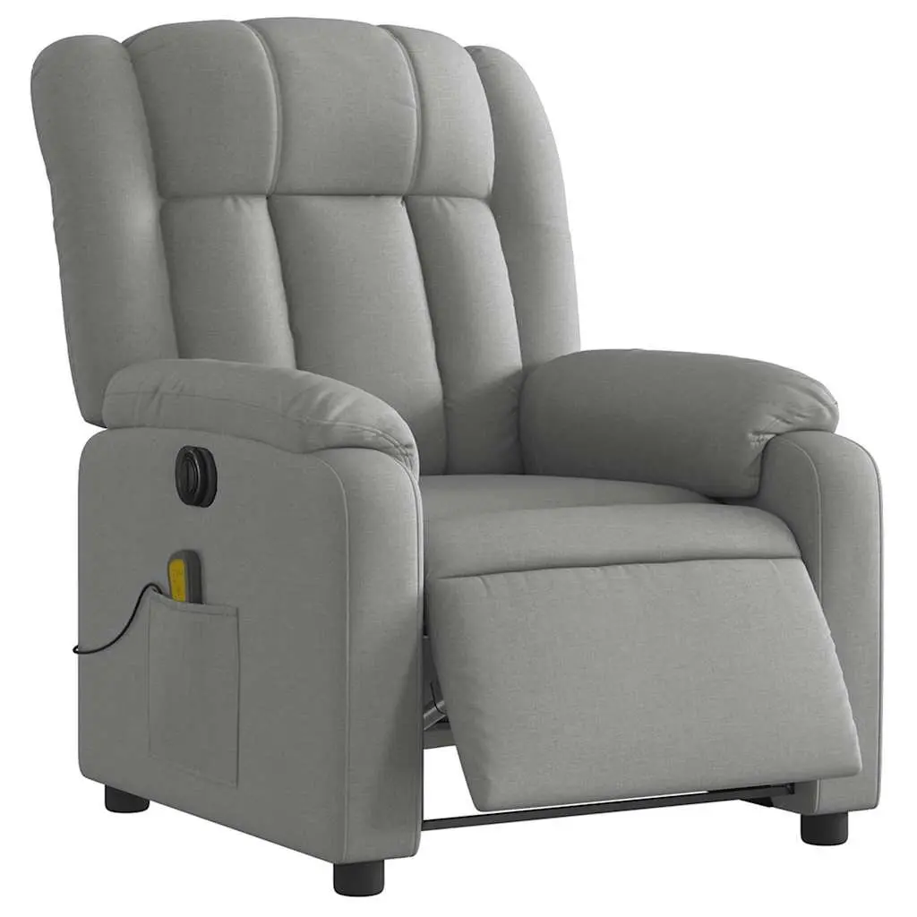 Electric Massage Recliner Chair Grey Fabric Adjustable Footrest 135 Degrees