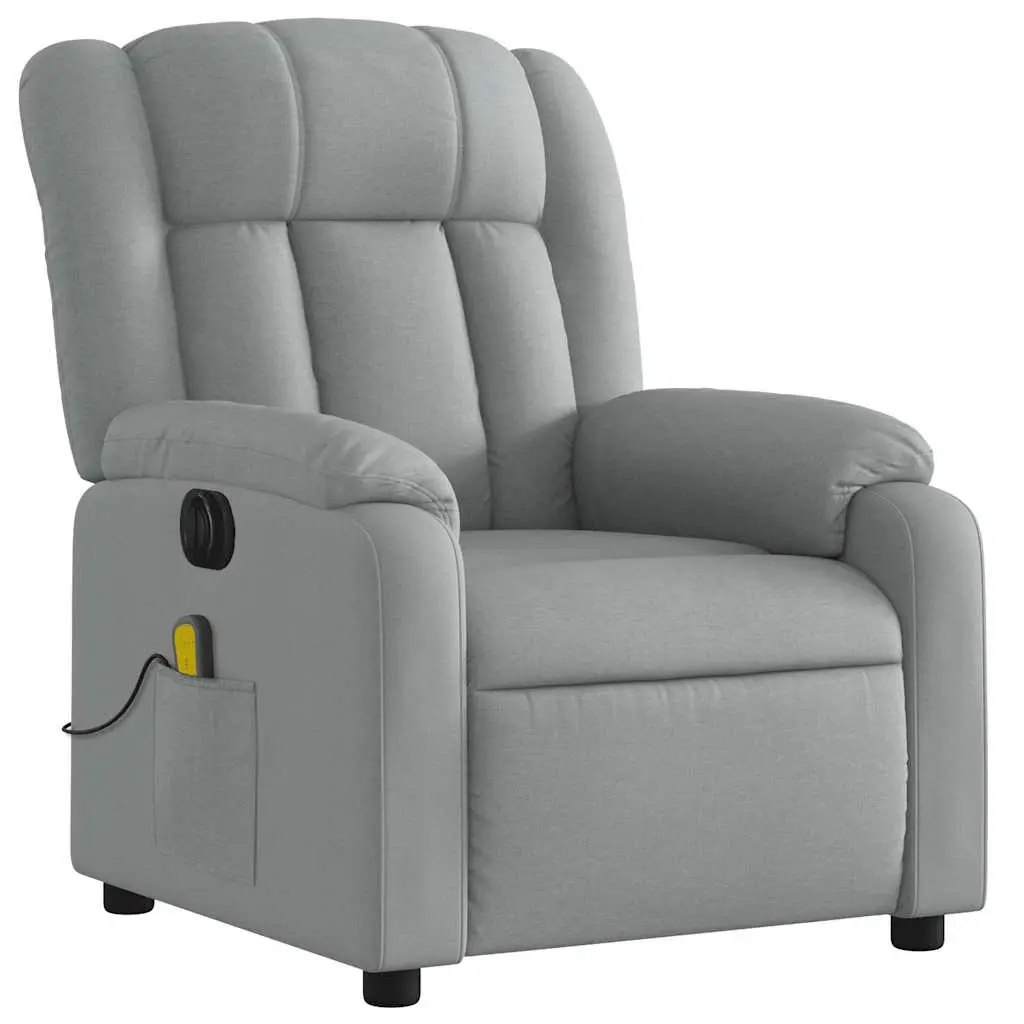 Electric Massage Recliner Chair Grey Fabric Adjustable Footrest 135 Degrees