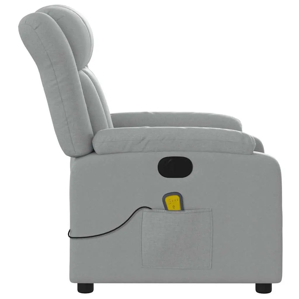 Electric Massage Recliner Chair Grey Fabric Adjustable Footrest 135 Degrees