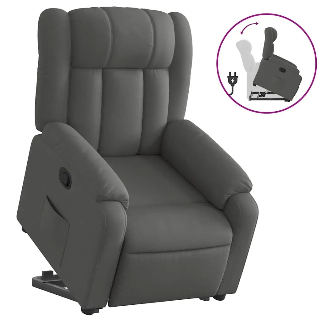 Stand Up Recliner Chair Electric Motor Dark Grey Fabric