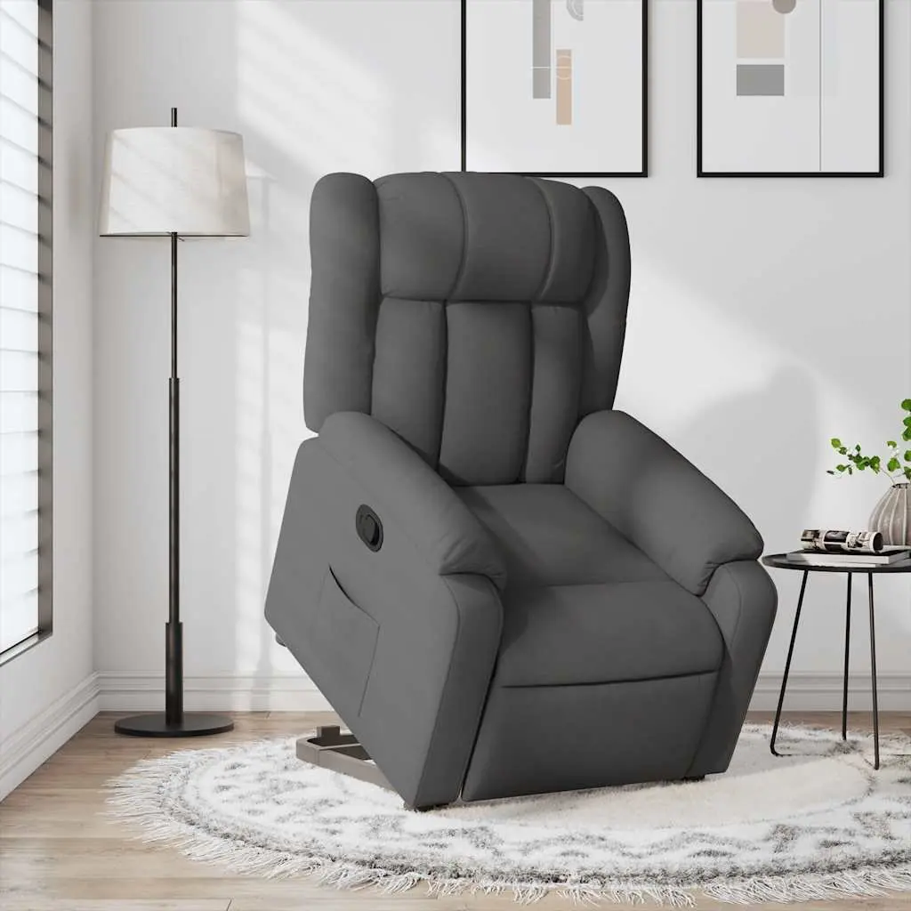 Stand Up Recliner Chair Electric Motor Dark Grey Fabric