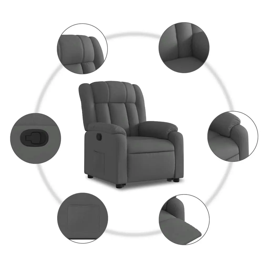 Stand Up Recliner Chair Electric Motor Dark Grey Fabric
