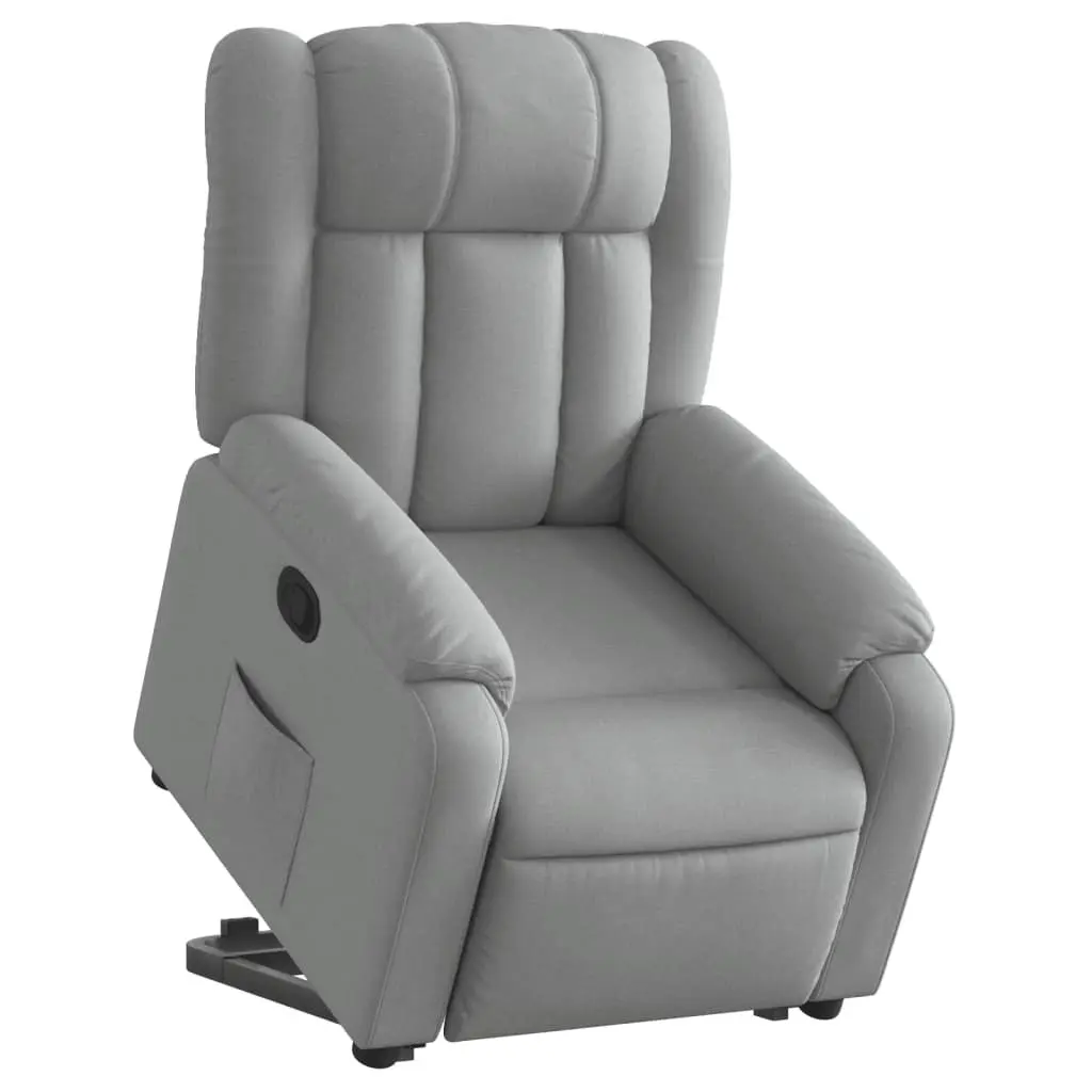 Recliner Chair Manual Massage Light Grey Fabric Electric Power Lift Stand Up