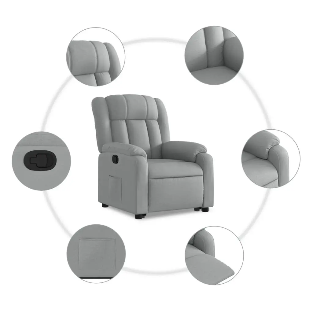 Recliner Chair Manual Massage Light Grey Fabric Electric Power Lift Stand Up