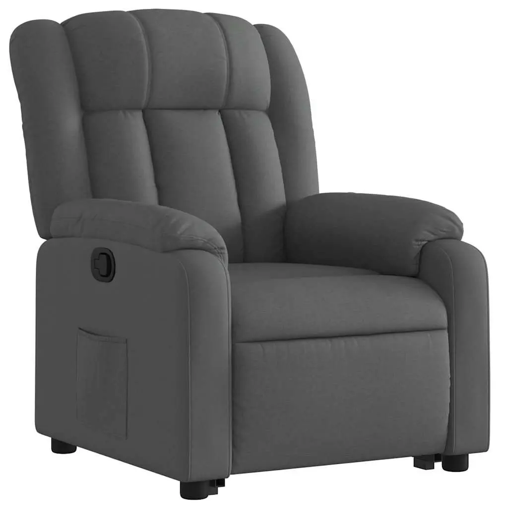 Stand Up Massage Recliner Chair Grey Fabric Electric Power Lift Vibration