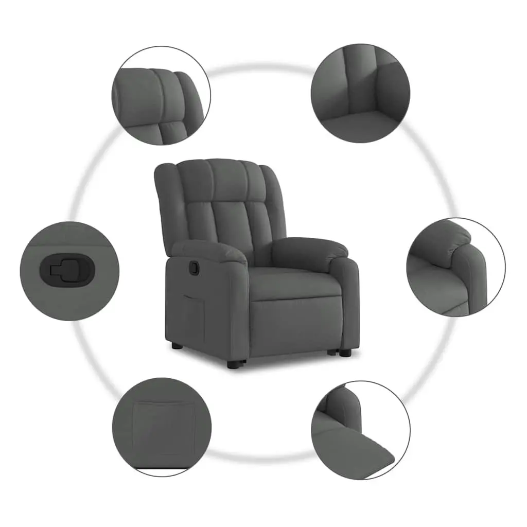 Stand Up Massage Recliner Chair Grey Fabric Electric Power Lift Vibration