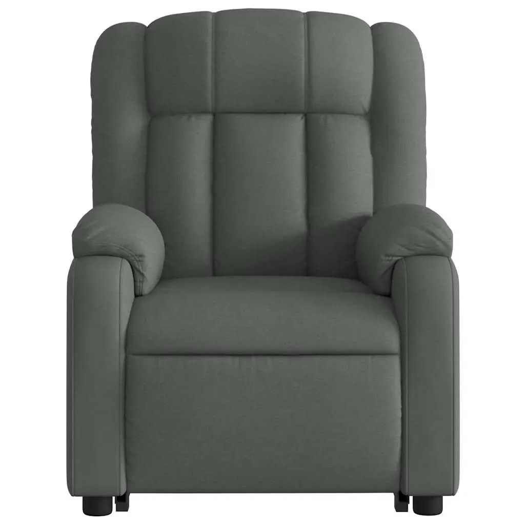 Stand Up Massage Recliner Chair Grey Fabric Electric Power Lift Vibration