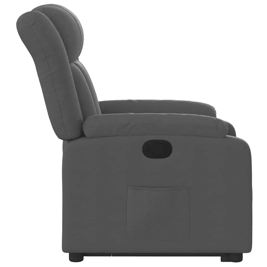 Stand Up Massage Recliner Chair Grey Fabric Electric Power Lift Vibration