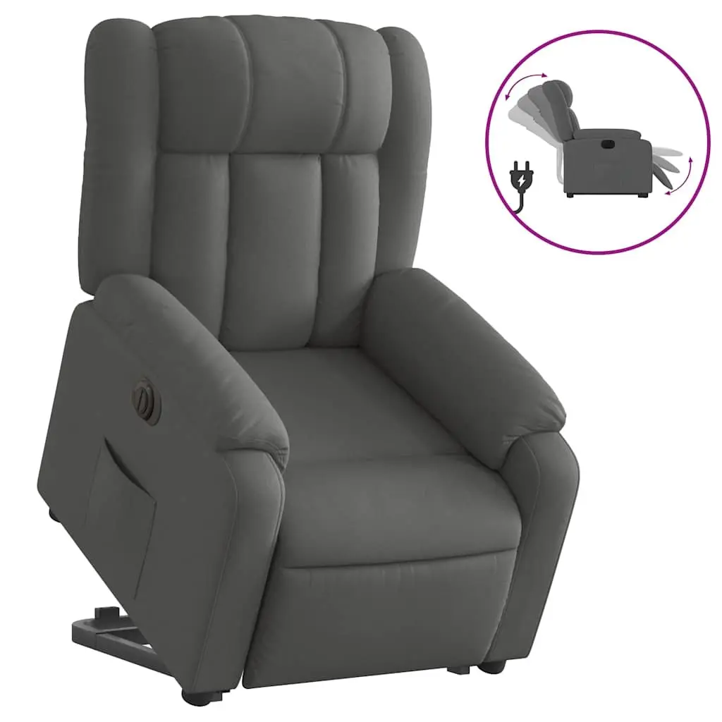 Electric Stand Up Recliner Chair Power Lift Grey Fabric