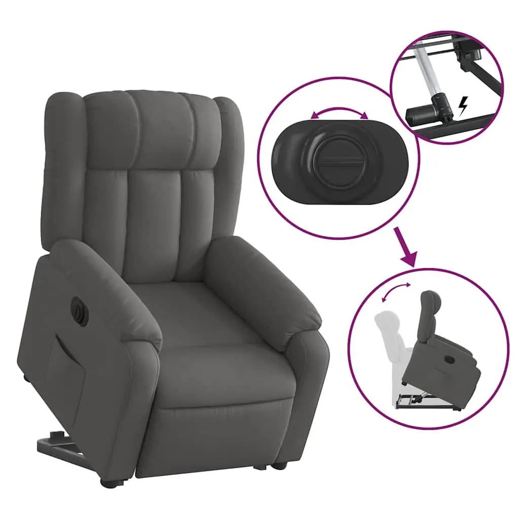 Electric Stand Up Recliner Chair Power Lift Grey Fabric