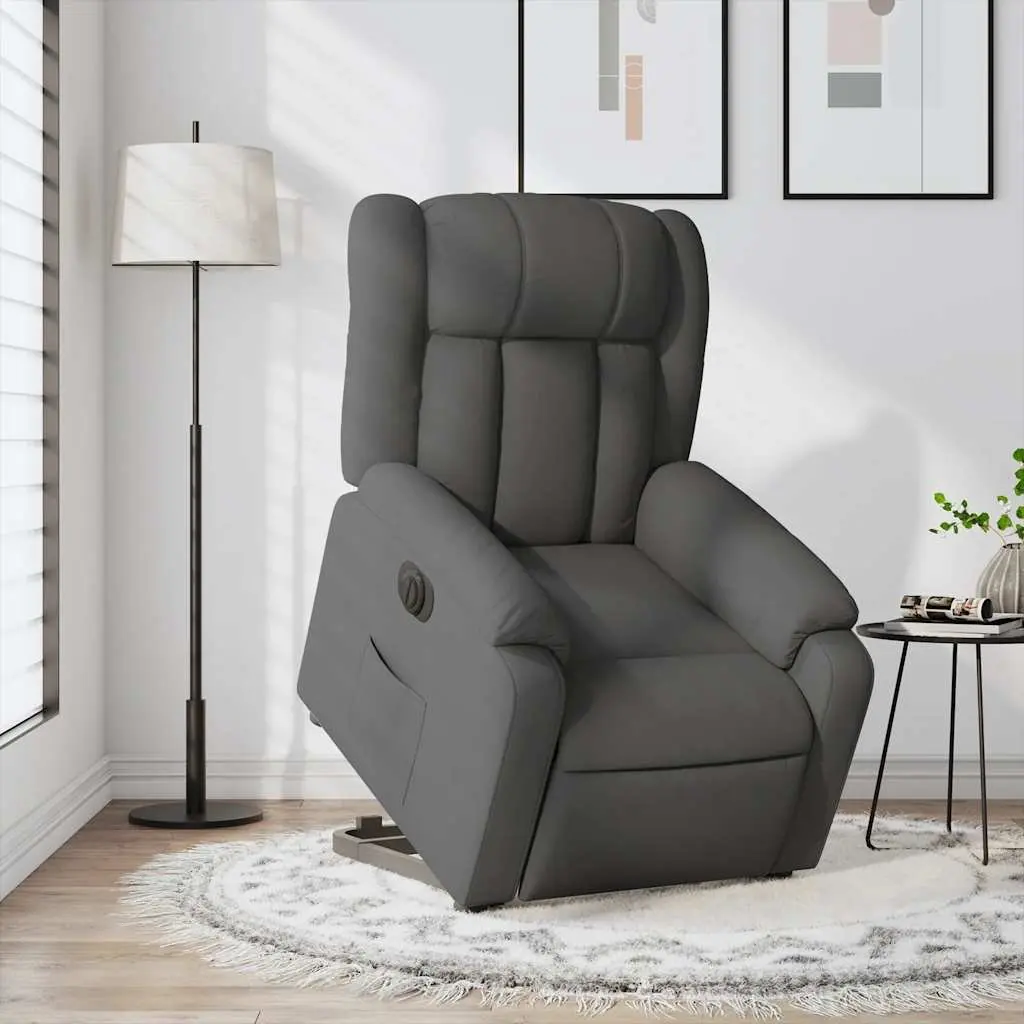 Electric Stand Up Recliner Chair Power Lift Grey Fabric