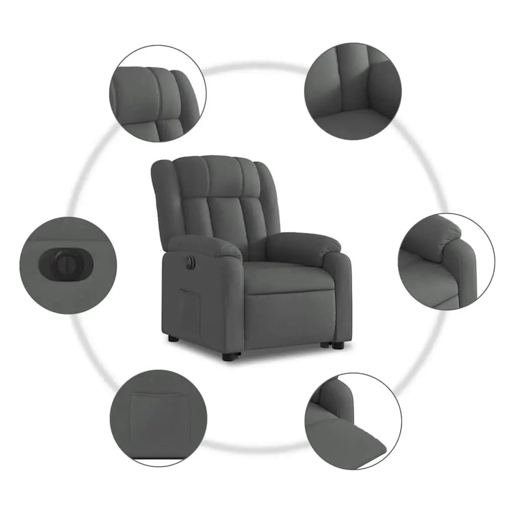 Electric Stand Up Recliner Chair Power Lift Grey Fabric
