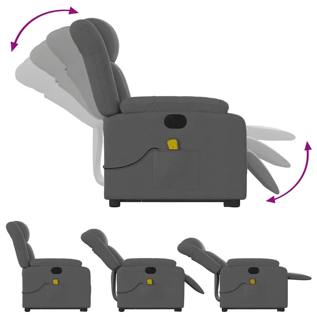Electric Massage Recliner Chair Power Lift Grey Fabric 135 Degrees