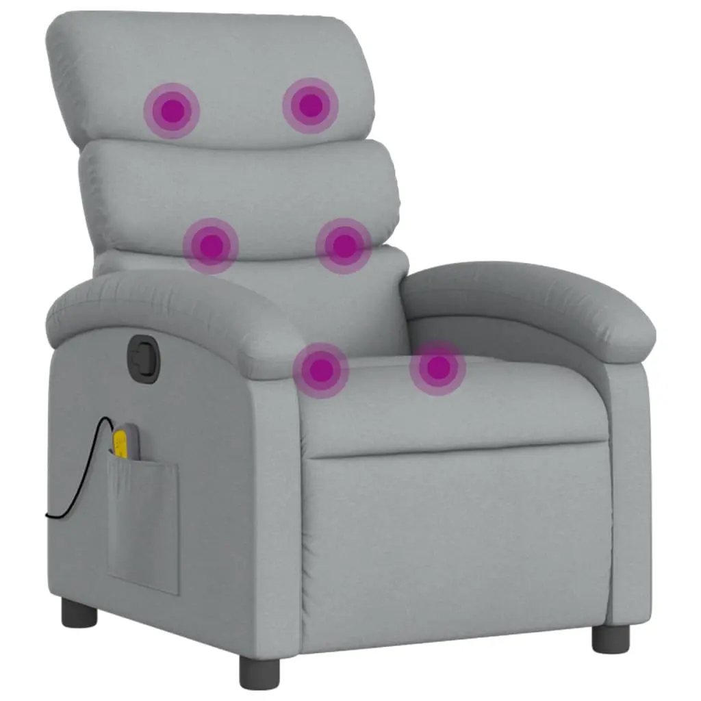 Massage Recliner Chair Grey Fabric Manual Reclining Armchair Vibration Padded