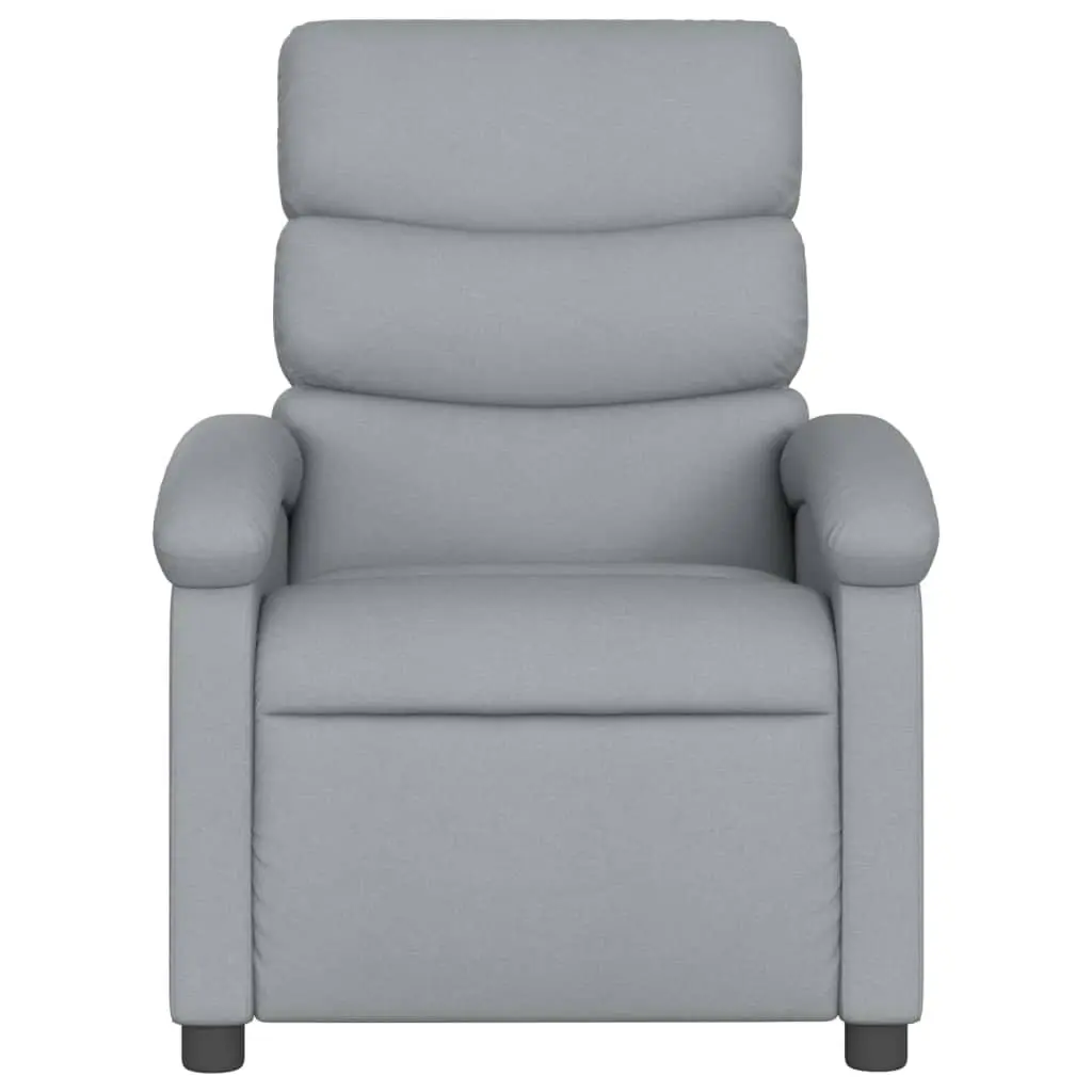 Massage Recliner Chair Grey Fabric Manual Reclining Armchair Vibration Padded