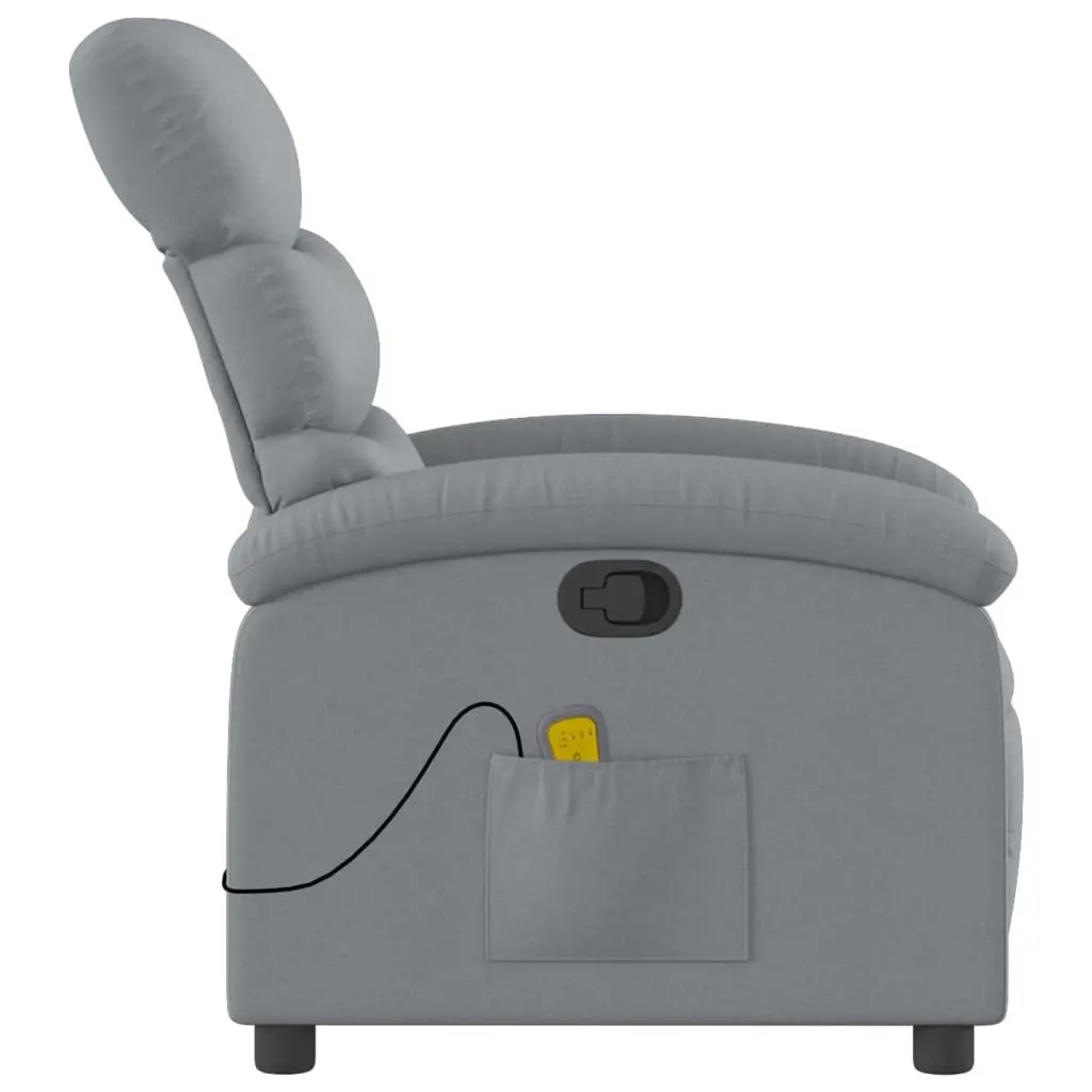 Massage Recliner Chair Grey Fabric Manual Reclining Armchair Vibration Padded