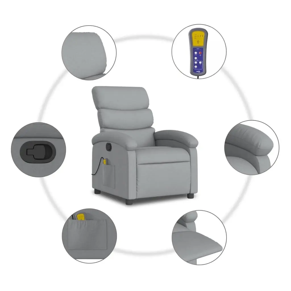 Massage Recliner Chair Grey Fabric Manual Reclining Armchair Vibration Padded