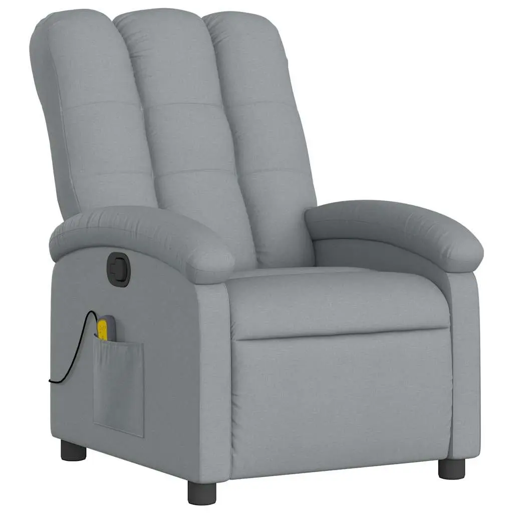 Massage Recliner Chair Manual Recline Grey Fabric 135 Degree Tilt