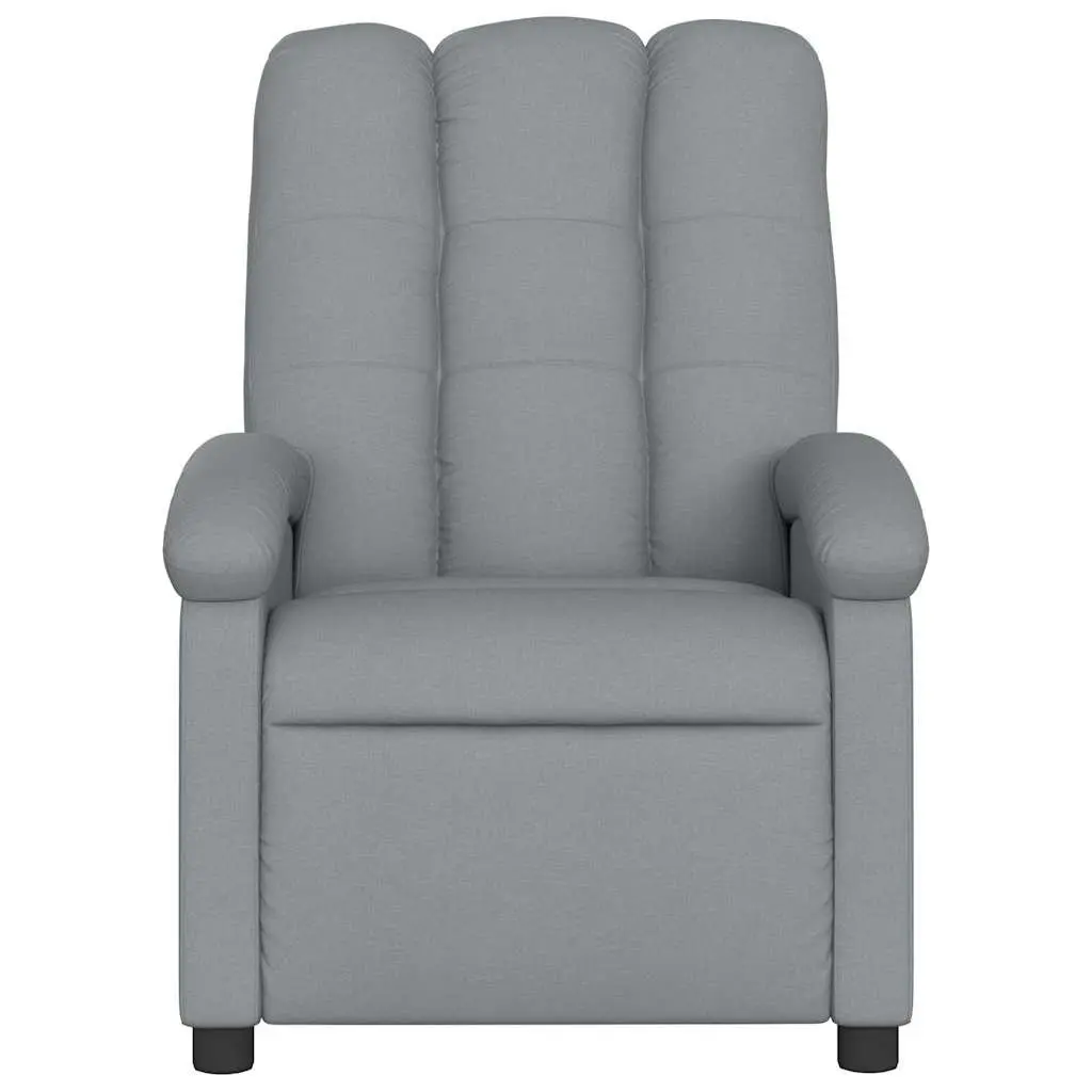 Massage Recliner Chair Manual Recline Grey Fabric 135 Degree Tilt