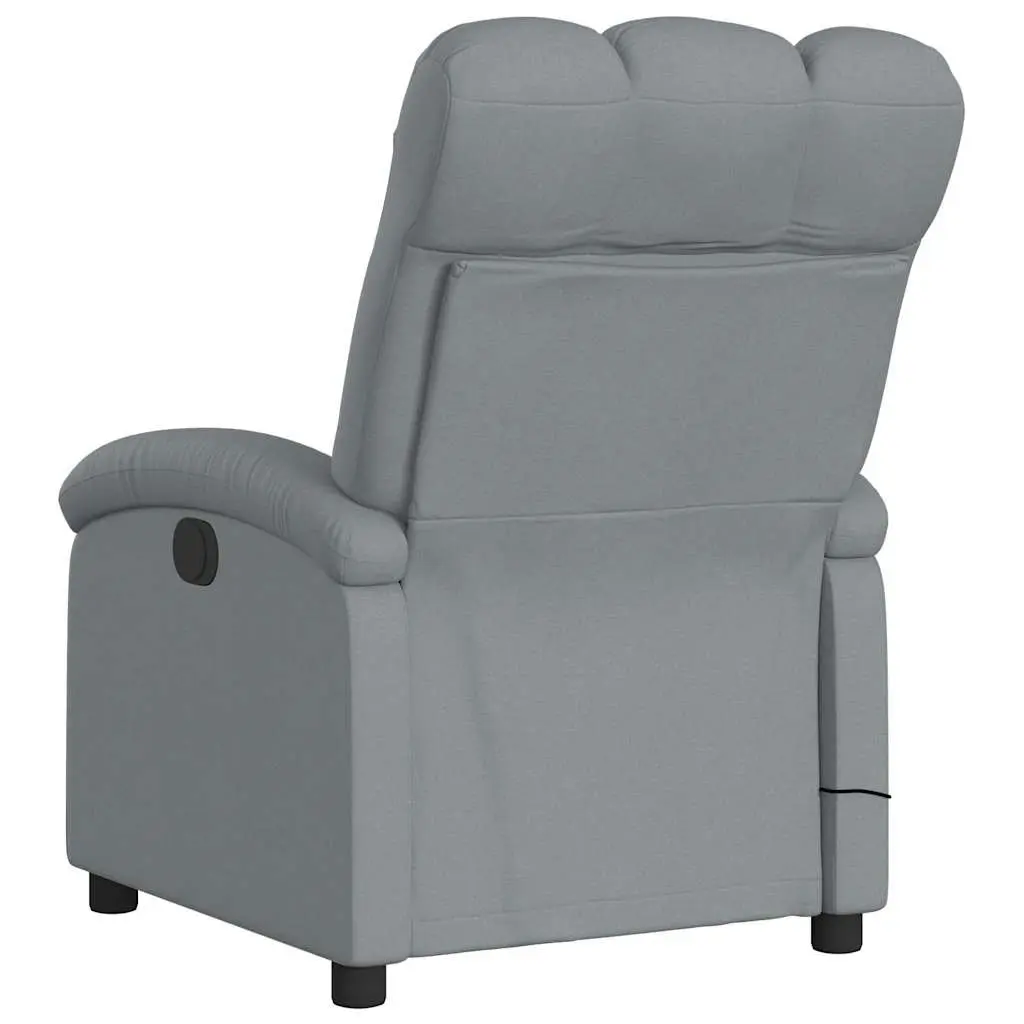Massage Recliner Chair Manual Recline Grey Fabric 135 Degree Tilt