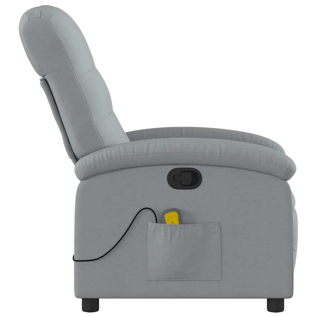 Massage Recliner Chair Manual Recline Grey Fabric 135 Degree Tilt