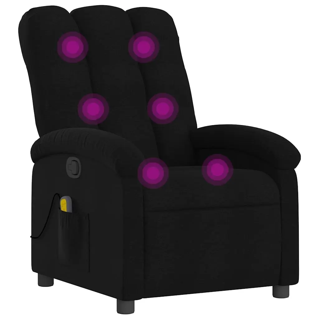 Massage Recliner Chair Manual Recline Black Fabric Adjustable Footrest 135 Degrees