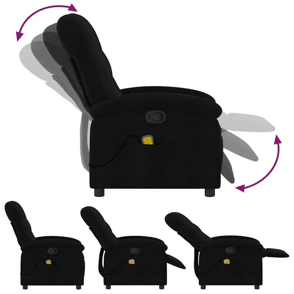 Massage Recliner Chair Manual Recline Black Fabric Adjustable Footrest 135 Degrees