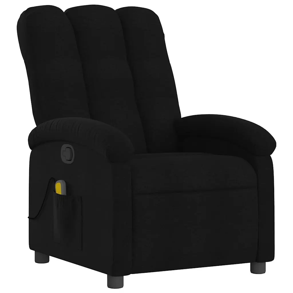 Massage Recliner Chair Manual Recline Black Fabric Adjustable Footrest 135 Degrees