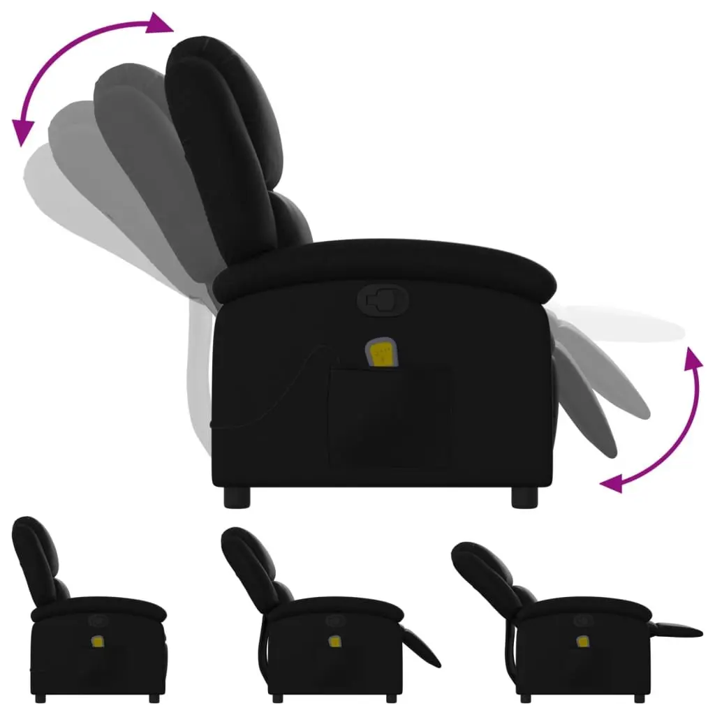 Massage Recliner Chair Manual Recline Black Faux Leather Adjustable Backrest Vibration