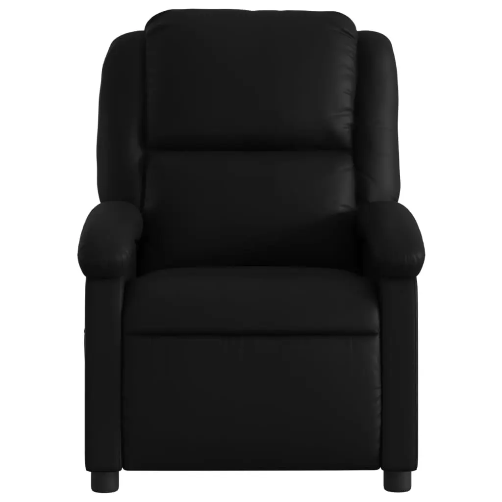 Massage Recliner Chair Manual Recline Black Faux Leather Adjustable Backrest Vibration