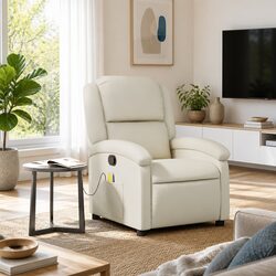 Your New Favorite Massage Recliner in Cream Faux Leather