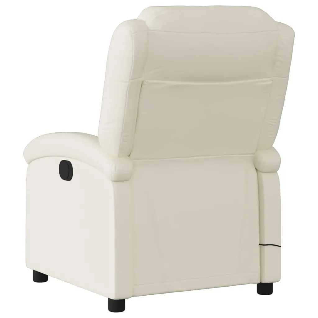 Massage Recliner in Cream Faux Leather