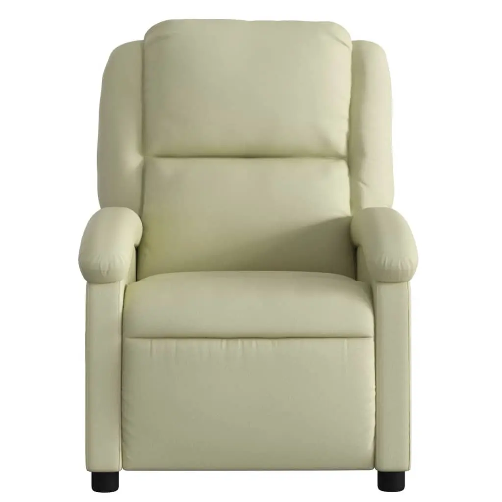 Massage Recliner Chair Manual Recline Cream Leather 6 Points Vibration