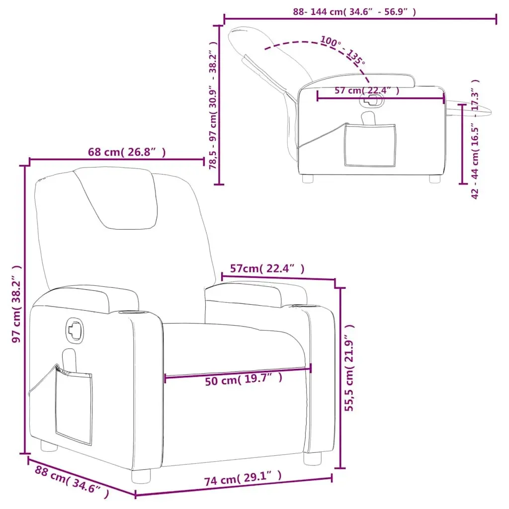 Massage Recliner Chair Grey Fabric Manual Recline Vibration Function