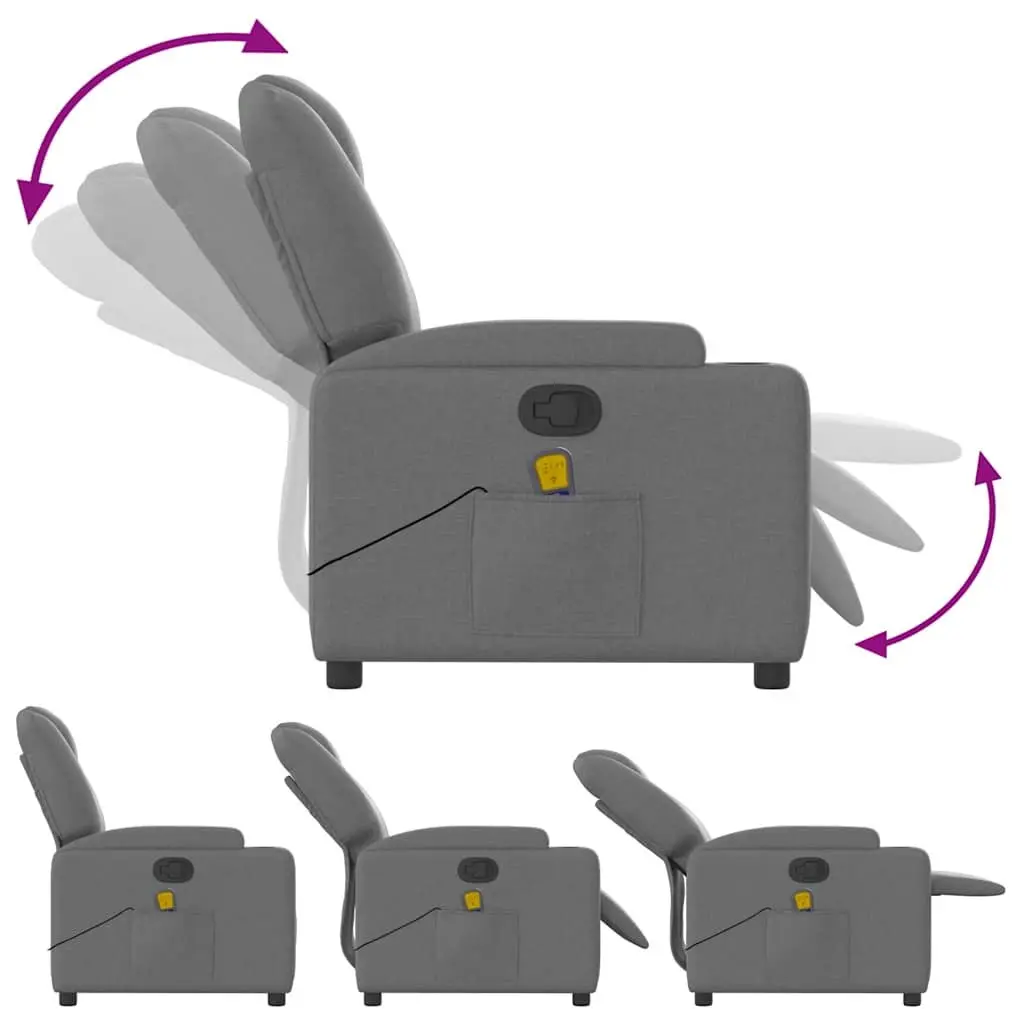 Massage Recliner Chair Grey Fabric Manual Recline Vibration Function