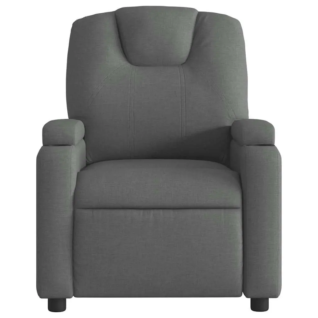 Massage Recliner Chair Grey Fabric Manual Recline Vibration Function