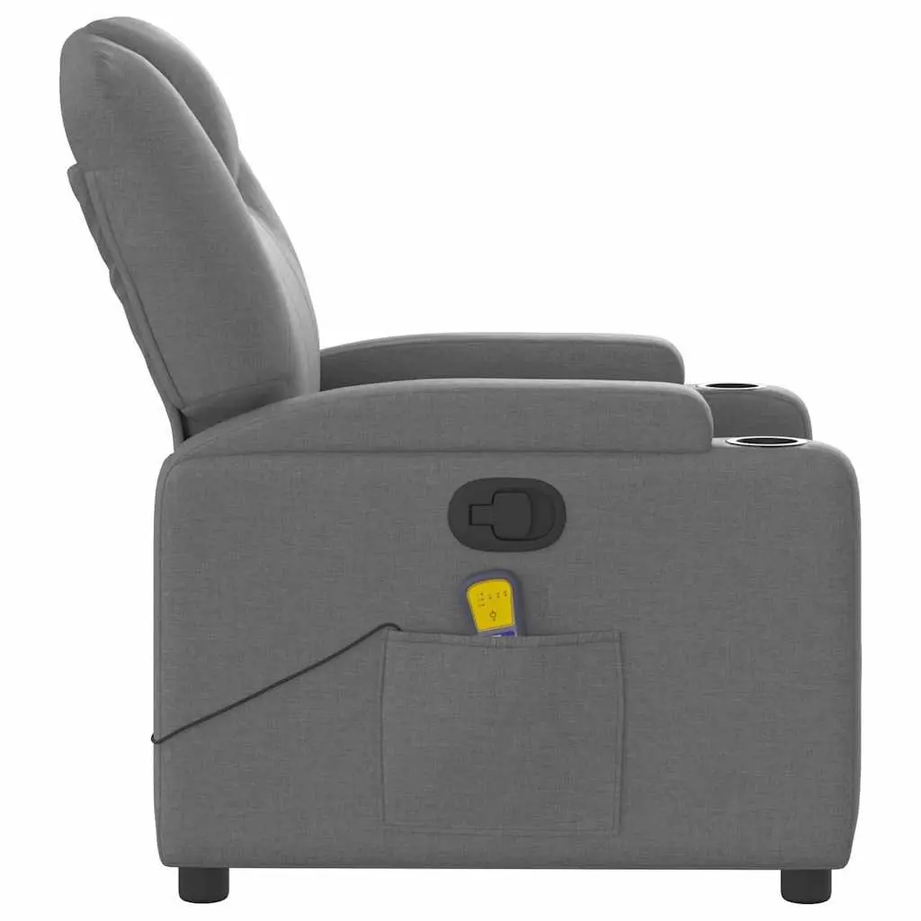 Massage Recliner Chair Grey Fabric Manual Recline Vibration Function
