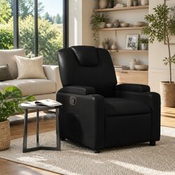 Friendly Black Recliner Chair with Storage and Cup Holders