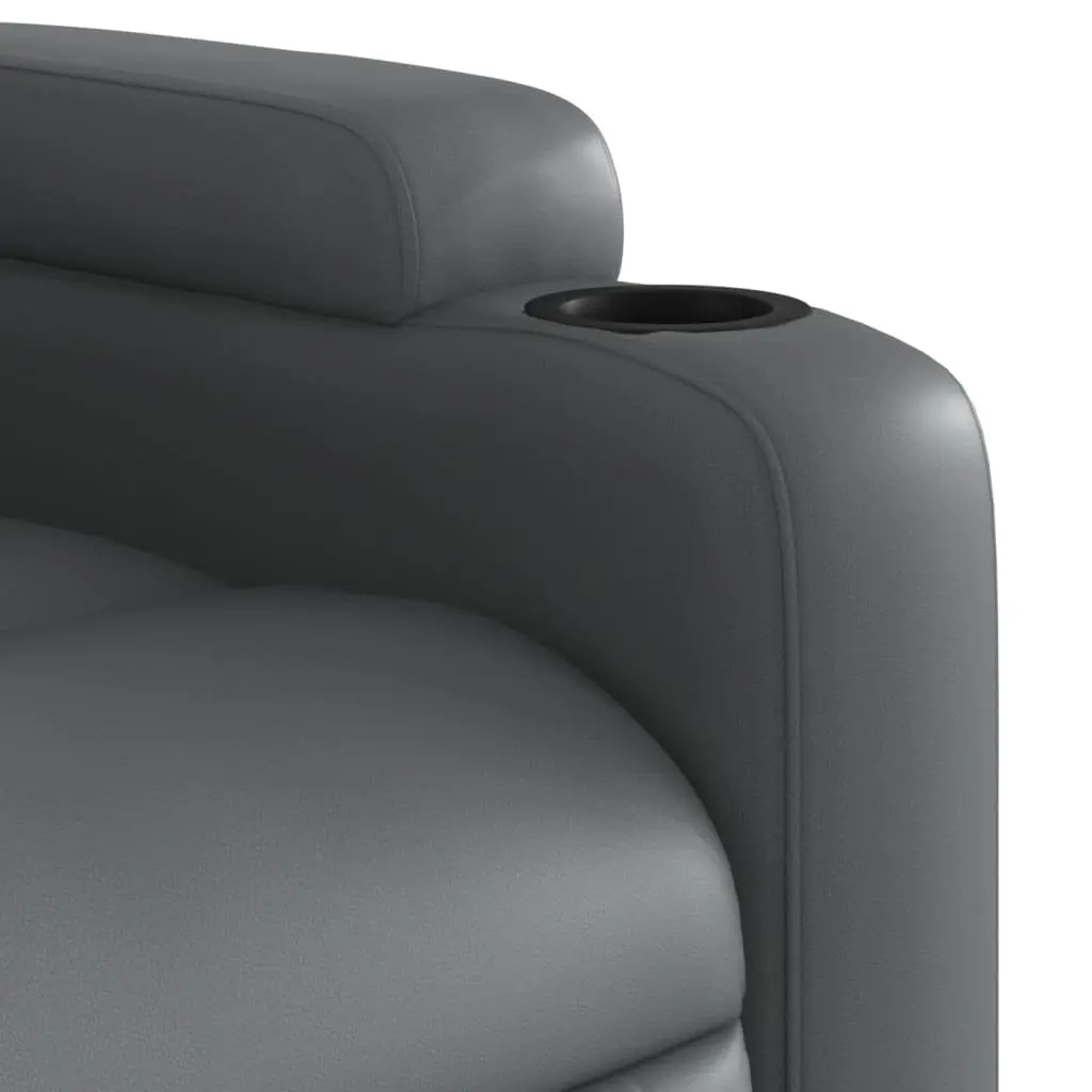 Recliner Chair Manual Vibration Function Grey Faux Leather Massage Armchair