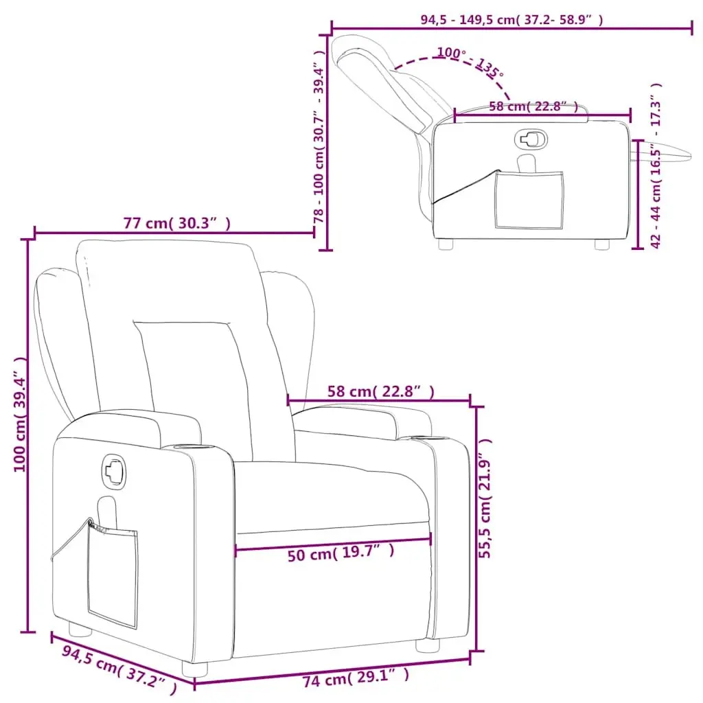 Recliner Chair Manual Light Grey Fabric Massage Armchair with Vibration Technology